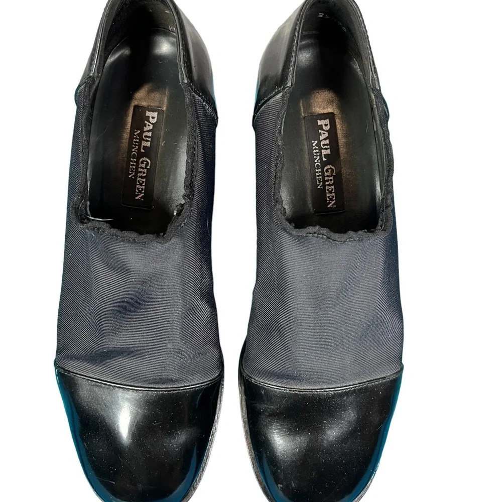 90’s Paul Green Nylon and Patent Black Slip-on Elastic Wedge - Picture 3 of 9